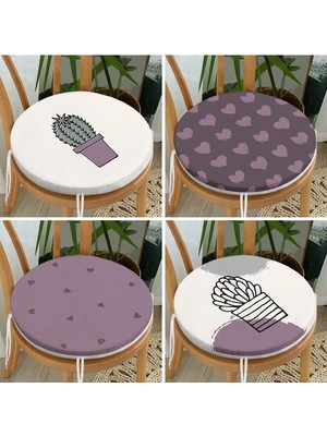 Rem Home Rengirenk Dekoratif Sandalye Minderi Sarı Modern Yuvarlak 40 x 40 cm Mutfak Balkon Oturma Minderi