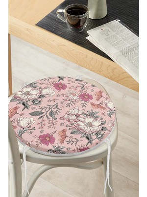 Rem Home Rengirenk Dekoratif Sandalye Minderi Sarı Yuvarlak 40 x 40 cm Mutfak Balkon Oturma Minderi
