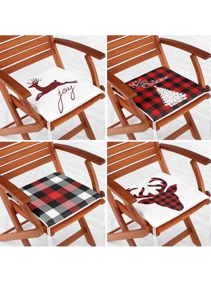 Rem Home Rengirenk Dekoratif Sandalye Minderi Ekose 40 x 40 cm Mutfak Balkon Oturma Minderi