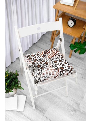Rem Home Rengirenk Dekoratif Sandalye Minderi Beyaz Modern Bağcıklı 40 x 40 cm Mutfak Balkon Oturma Minderi
