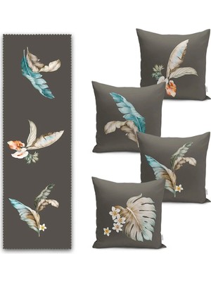 Rem Home Rengirenk Dekoratif Kırlent Kılıfı Sarı Yaprak 43 x 43 cm Salon Koltuk Kanepe Yastık Kılıfı