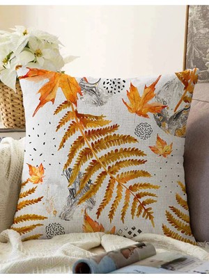 Rem Home Rengirenk Dekoratif Kırlent Kılıfı Yaprak 43 x 43 cm Salon Koltuk Kanepe Yastık Kılıfı