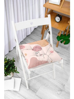 Rem Home Rengirenk Dekoratif Sandalye Minderi Beyaz Bohem Bağcıklı 40 x 40 cm Mutfak Balkon Oturma Minderi