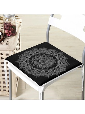 Rem Home Rengirenk Dekoratif Sandalye Minderi Beyaz Modern 40 x 40 cm Mutfak Balkon Oturma Minderi