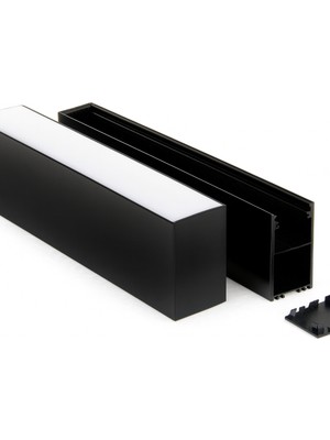 Ledarmy LED Kanal Alüminyum Profil Siyah 2 Metre 34x63mm Linear Opak Pleksi Kapak Plastik Yan Kapak Sarkıt LED Kasa 15474