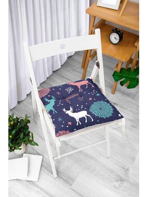 Rem Home Rengirenk Dekoratif Sandalye Minderi Beyaz Modern Bağcıklı 40 x 40 cm Mutfak Balkon Oturma Minderi