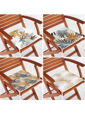 Rem Home Rengirenk Dekoratif Sandalye Minderi Yaprak 40 x 40 cm Mutfak Balkon Oturma Minderi