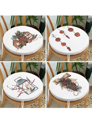 Rem Home Rengirenk Dekoratif Sandalye Minderi Sarı Modern Yuvarlak 40 x 40 cm Mutfak Balkon Oturma Minderi