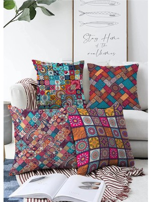 Rem Home Rengirenk Dekoratif Kırlent Kılıfı 43 x 43 cm Salon Koltuk Kanepe Yastık Kılıfı