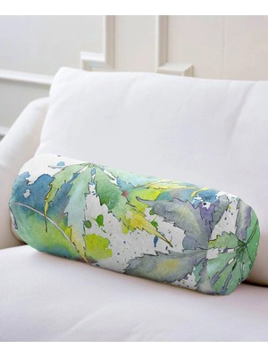 Rem Home Rengirenk Dekoratif Kırlent Kılıfı Beyaz Yaprak 60 x 20 cm Salon Koltuk Kanepe Yastık Kılıfı
