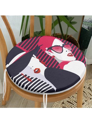 Rem Home Rengirenk Dekoratif Sandalye Minderi Sarı Modern Yuvarlak 40 x 40 cm Mutfak Balkon Oturma Minderi