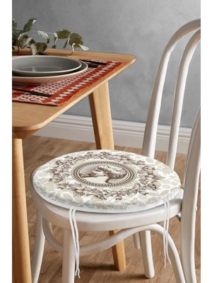 Rem Home Rengirenk Dekoratif Sandalye Minderi Yuvarlak 40 x 40 cm Mutfak Balkon Oturma Minderi