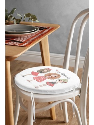 Rem Home Rengirenk Dekoratif Sandalye Minderi Modern Yuvarlak 40 x 40 cm Mutfak Balkon Oturma Minderi