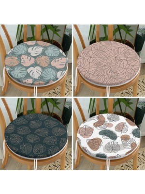 Rem Home Rengirenk Dekoratif Sandalye Minderi Yaprak Yuvarlak 40 x 40 cm Mutfak Balkon Oturma Minderi