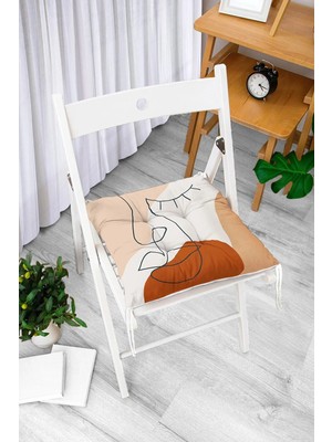 Rem Home Rengirenk Dekoratif Sandalye Minderi Beyaz Bohem Bağcıklı 40 x 40 cm Mutfak Balkon Oturma Minderi