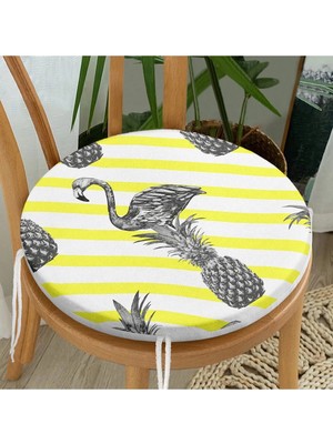 Rem Home Rengirenk Dekoratif Sandalye Minderi Yuvarlak 40 x 40 cm Mutfak Balkon Oturma Minderi
