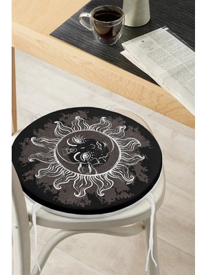 Rem Home Rengirenk Dekoratif Sandalye Minderi Sarı Yuvarlak 40 x 40 cm Mutfak Balkon Oturma Minderi