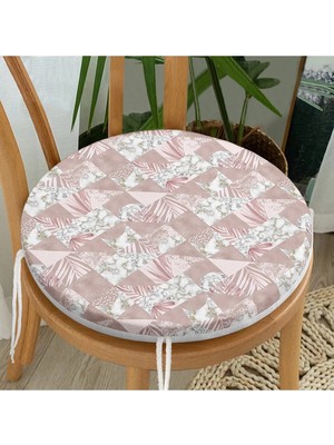 Rem Home Rengirenk Dekoratif Sandalye Minderi Geometrik Yuvarlak 40 x 40 cm Mutfak Balkon Oturma Minderi