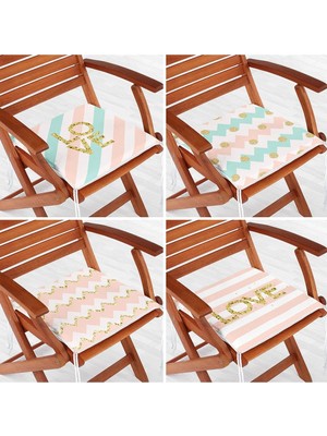 Rem Home Rengirenk Dekoratif Sandalye Minderi Beyaz Modern 40 x 40 cm Mutfak Balkon Oturma Minderi