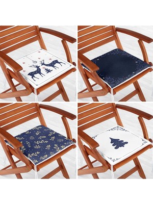 Rem Home Rengirenk Dekoratif Sandalye Minderi Lacivert Modern 40 x 40 cm Mutfak Balkon Oturma Minderi