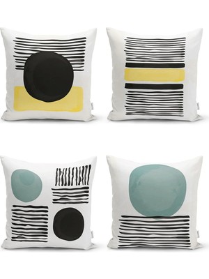 Rem Home Rengirenk Dekoratif Kırlent Kılıfı Beyaz Modern 43 x 43 cm Salon Koltuk Kanepe Yastık Kılıfı