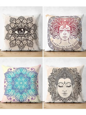 Rem Home Rengirenk Dekoratif Kırlent Kılıfı Sarı 43 x 43 cm Salon Koltuk Kanepe Yastık Kılıfı