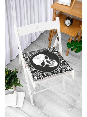 Rem Home Rengirenk Dekoratif Sandalye Minderi Beyaz Modern 40 x 40 cm Mutfak Balkon Oturma Minderi