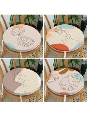 Rem Home Rengirenk Dekoratif Sandalye Minderi Yaprak Yuvarlak 40 x 40 cm Mutfak Balkon Oturma Minderi