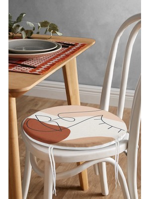 Rem Home Rengirenk Dekoratif Sandalye Minderi Sarı Bohem Yuvarlak 40 x 40 cm Mutfak Balkon Oturma Minderi