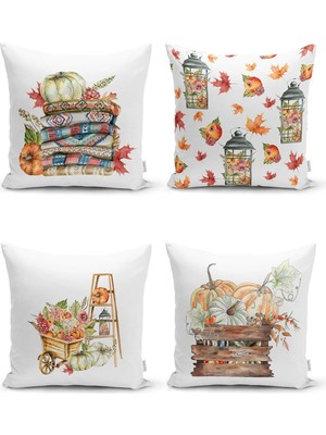 Rem Home Rengirenk Dekoratif Kırlent Kılıfı Beyaz Modern 43 x 43 cm Salon Koltuk Kanepe Yastık Kılıfı