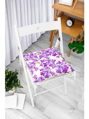 Rem Home Rengirenk Dekoratif Sandalye Minderi Beyaz Hayvan Bağcıklı 40 x 40 cm Mutfak Balkon Oturma Minderi