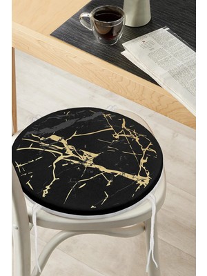 Rem Home Rengirenk Dekoratif Sandalye Minderi Mermer Yuvarlak 40 x 40 cm Mutfak Balkon Oturma Minderi