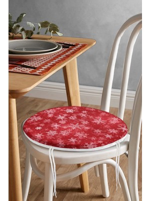 Rem Home Rengirenk Dekoratif Sandalye Minderi Kırmızı Yuvarlak 40 x 40 cm Mutfak Balkon Oturma Minderi