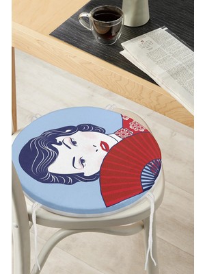 Rem Home Rengirenk Dekoratif Sandalye Minderi Kırmızı Modern Yuvarlak 40 x 40 cm Mutfak Balkon Oturma Minderi