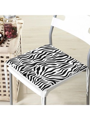 Rem Home Rengirenk Dekoratif Sandalye Minderi Beyaz Geometrik 40 x 40 cm Mutfak Balkon Oturma Minderi