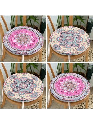 Rem Home Rengirenk Dekoratif Sandalye Minderi Yuvarlak 40 x 40 cm Mutfak Balkon Oturma Minderi