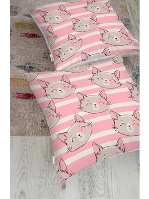 Rem Home Rengirenk Dekoratif Kırlent Kılıfı Pembe Modern 70 x 70 cm Salon Koltuk Kanepe Yastık Kılıfı