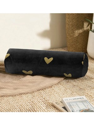Rem Home Rengirenk Dekoratif Kırlent Kılıfı Siyah Puantiye 60 x 20 cm Salon Koltuk Kanepe Yastık Kılıfı