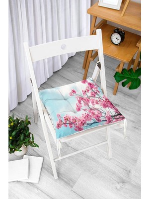 Rem Home Rengirenk Dekoratif Sandalye Minderi Beyaz Hayvan Bağcıklı 40 x 40 cm Mutfak Balkon Oturma Minderi