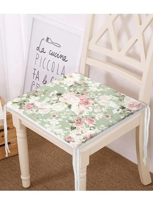 Rem Home Rengirenk Dekoratif Sandalye Minderi Beyaz Modern 40 x 40 cm Mutfak Balkon Oturma Minderi