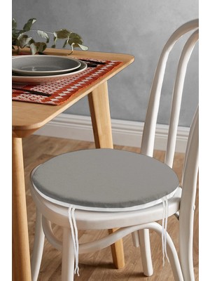 Rem Home Rengirenk Dekoratif Sandalye Minderi Gri Yuvarlak 40 x 40 cm Mutfak Balkon Oturma Minderi