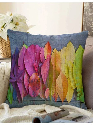 Rem Home Rengirenk Dekoratif Kırlent Kılıfı 43 x 43 cm Salon Koltuk Kanepe Yastık Kılıfı