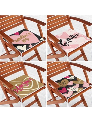 Rem Home Rengirenk Dekoratif Sandalye Minderi Sarı Modern 40 x 40 cm Mutfak Balkon Oturma Minderi