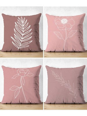 Rem Home Rengirenk Dekoratif Kırlent Kılıfı Yaprak 43 x 43 cm Salon Koltuk Kanepe Yastık Kılıfı