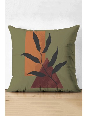 Rem Home Rengirenk Dekoratif Kırlent Kılıfı Yeşil Geometrik 43 x 43 cm Salon Koltuk Kanepe Yastık Kılıfı