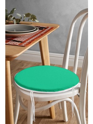 Rem Home Rengirenk Dekoratif Sandalye Minderi Yeşil Modern Yuvarlak 40 x 40 cm Mutfak Balkon Oturma Minderi