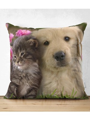 Rem Home Rengirenk Dekoratif Kırlent Kılıfı Hayvan 43 x 43 cm Salon Koltuk Kanepe Yastık Kılıfı