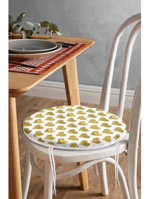 Rem Home Rengirenk Dekoratif Sandalye Minderi Beyaz Modern Yuvarlak 40 x 40 cm Mutfak Balkon Oturma Minderi