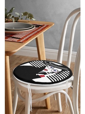 Rem Home Rengirenk Dekoratif Sandalye Minderi Beyaz Yuvarlak 40 x 40 cm Mutfak Balkon Oturma Minderi