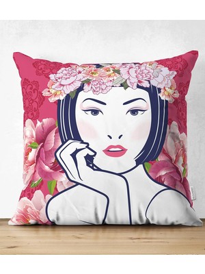 Rem Home Rengirenk Dekoratif Kırlent Kılıfı 43 x 43 cm Salon Koltuk Kanepe Yastık Kılıfı